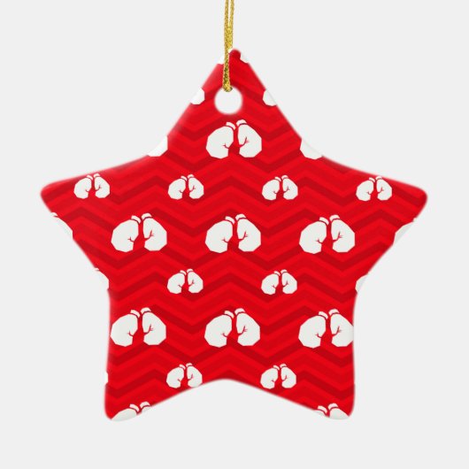 Rood, Wit, Chevron, Bokser, Bokshandschoenen Keramisch Ornament (Voorkant)