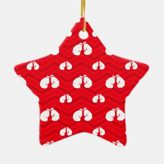 Rood, Wit, Chevron, Bokser, Bokshandschoenen Keramisch Ornament (Achterkant)
