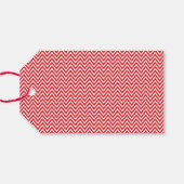 Rood & Wit Chevron Gepersonaliseerde Kerstmisfoto Cadeaulabel (Achterkant Horizontaal)