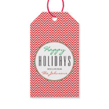 Rood & Wit Chevron Gepersonaliseerde Kerstmisfoto