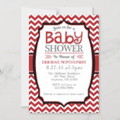 Rood Wit Chevron Magnetisch Baby shower Invite Magnetische Uitnodiging (Voorkant)