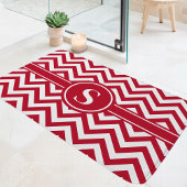Rood Wit Chevron Monogram Badmat