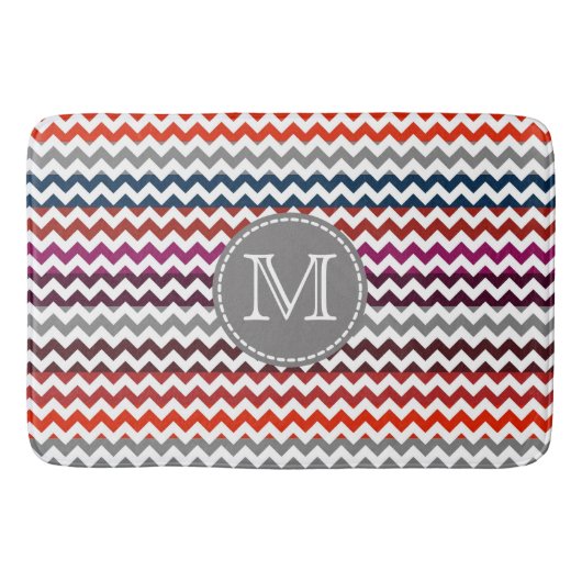 Rood wit Chevron Zigzag Monogram Badmat (Voorkant)