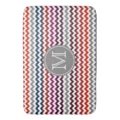Rood wit Chevron Zigzag Monogram Badmat (Voorkant Verticaal)