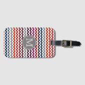 Rood wit Chevron Zigzag Monogram Bagagelabel (Voorkant (horizontaal))