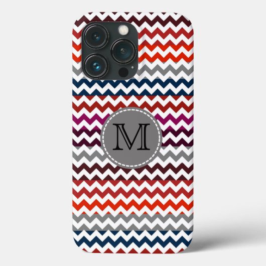 Rood wit Chevron Zigzag Monogram Case-Mate iPhone Case (Achterkant)