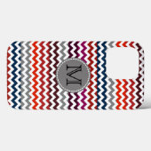 Rood wit Chevron Zigzag Monogram Case-Mate iPhone Case (Achterkant (horizontaal))
