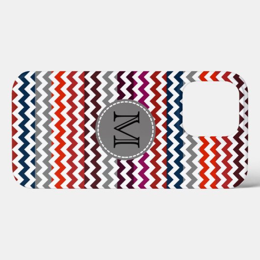 Rood wit Chevron Zigzag Monogram Case-Mate iPhone Case (Achterkant (horizontaal))