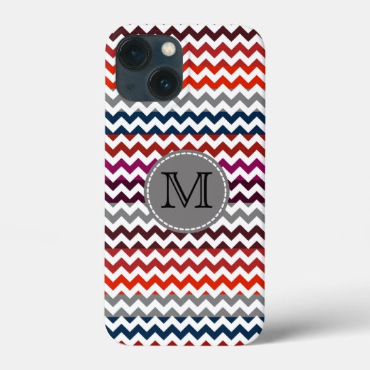 Rood wit Chevron Zigzag Monogram Case-Mate iPhone Case (Achterkant)