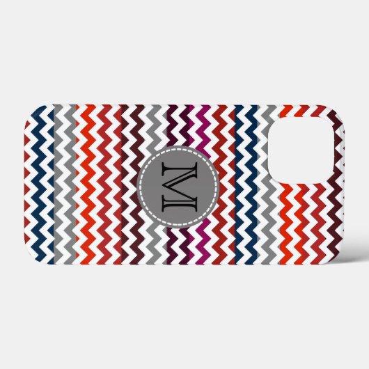 Rood wit Chevron Zigzag Monogram Case-Mate iPhone Case (Achterkant (horizontaal))