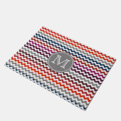 Rood wit Chevron Zigzag Monogram Deurmat (Schuin)