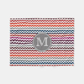 Rood wit Chevron Zigzag Monogram Fleece Deken (Voorkant (Horizontaal))