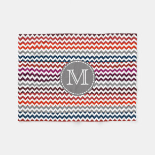 Rood wit Chevron Zigzag Monogram Fleece Deken