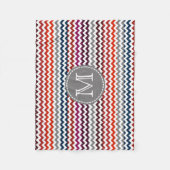 Rood wit Chevron Zigzag Monogram Fleece Deken (Voorkant)