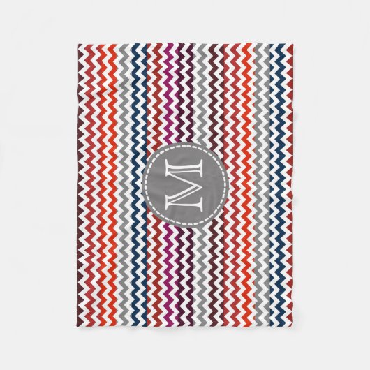Rood wit Chevron Zigzag Monogram Fleece Deken (Voorkant)