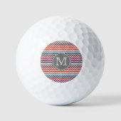 Rood wit Chevron Zigzag Monogram Golfballen (Voorkant)