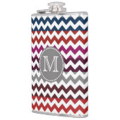 Rood wit Chevron Zigzag Monogram Heupfles (Links)