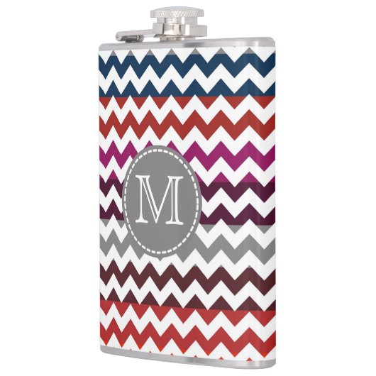 Rood wit Chevron Zigzag Monogram Heupfles (Links)