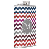 Rood wit Chevron Zigzag Monogram Heupfles (Rechts)