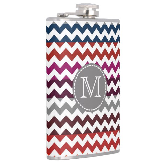Rood wit Chevron Zigzag Monogram Heupfles (Rechts)