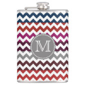 Rood wit Chevron Zigzag Monogram Heupfles (Voorkant)