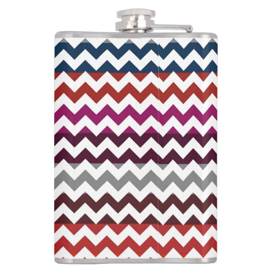 Rood wit Chevron Zigzag Monogram Heupfles (Achterkant)