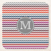 Rood wit Chevron Zigzag Monogram Kartonnen Onderzetters (Voorkant)