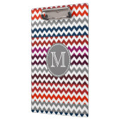 Rood wit Chevron Zigzag Monogram Klembord (Links)