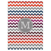 Rood wit Chevron Zigzag Monogram Klembord (Achterkant)