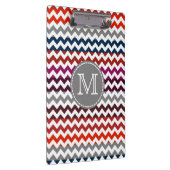 Rood wit Chevron Zigzag Monogram Klembord (Rechts)