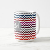 Rood wit Chevron Zigzag Monogram Koffiemok (Voorkant rechts)