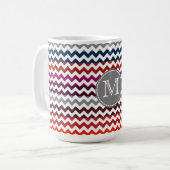 Rood wit Chevron Zigzag Monogram Koffiemok (Voorkant links)