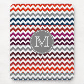 Rood wit Chevron Zigzag Monogram Muismat (Voorkant)