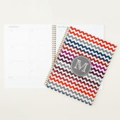 Rood wit Chevron Zigzag Monogram Planner (Display)