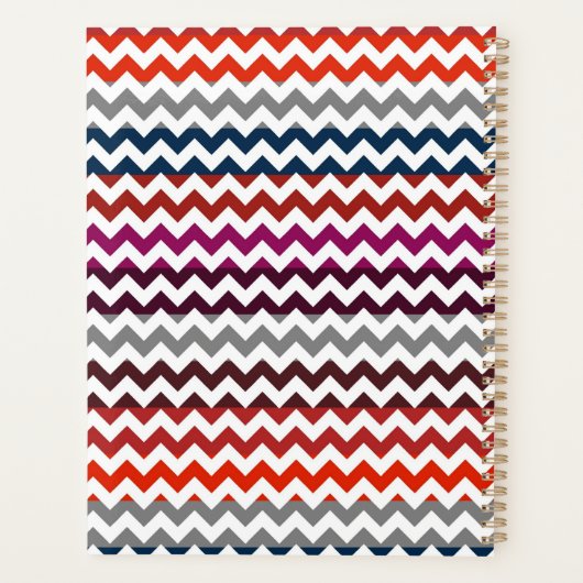 Rood wit Chevron Zigzag Monogram Planner (Achterkant)