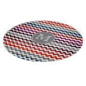 Rood wit Chevron Zigzag Monogram Snijplank (Hoek)