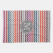 Rood wit Chevron Zigzag Monogram Theedoek (Horizontaal)