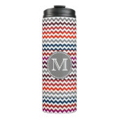 Rood wit Chevron Zigzag Monogram Thermosbeker (Voorkant)
