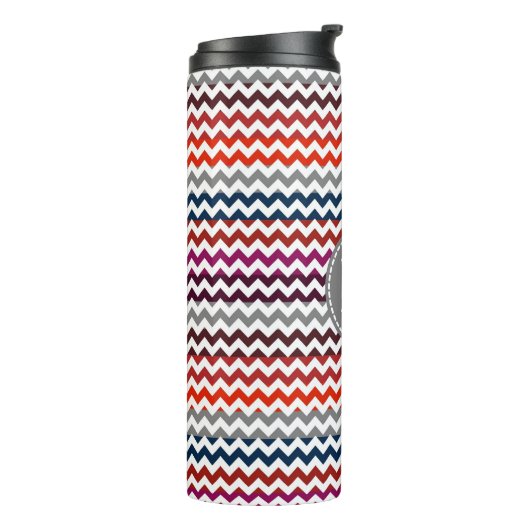 Rood wit Chevron Zigzag Monogram Thermosbeker (Gedraaid links)