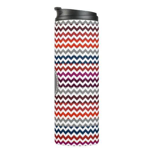 Rood wit Chevron Zigzag Monogram Thermosbeker (Geroteerd rechts)