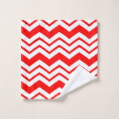 Rood Wit Chevron Zigzag Patroon Ontwerp Bad Handdoek (Wasdoekje)