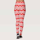 Rood Wit Chevron Zigzag Patroon Ontwerp  Leggings (Achterkant)