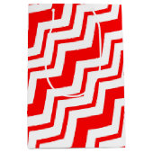 Rood Wit Chevron Zigzag Patroon Ontwerp Medium Cadeauzakje (Voorkant)