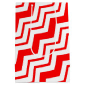 Rood Wit Chevron Zigzag Patroon Ontwerp Medium Cadeauzakje (Achterkant)
