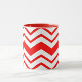 Rood Wit Chevron Zigzag Patroon Ontwerp  Mok (Midden)