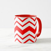 Rood Wit Chevron Zigzag Patroon Ontwerp  Mok (Voorkant rechts)
