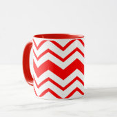 Rood Wit Chevron Zigzag Patroon Ontwerp Mok (Voorkant links)