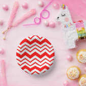 Rood Wit Chevron Zigzag Patroon Ontwerp  Papieren Kommen (Feest)