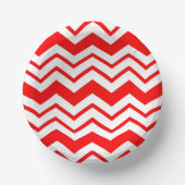 Rood Wit Chevron Zigzag Patroon Ontwerp  Papieren Kommen (Voorkant)