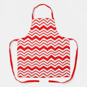 Rood Wit Chevron Zigzag Patroon Ontwerp Schort (Voorkant)